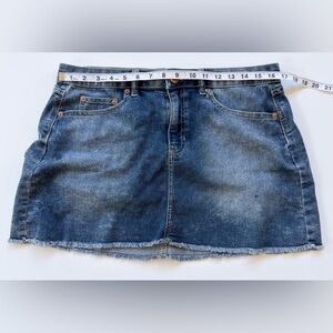 NOBO Denim Mini Skirt Mid Rise Size 11 | Raw Hem Blue Jean Skirt